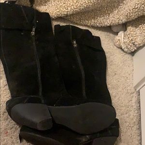 Black Suede wedge heel boot